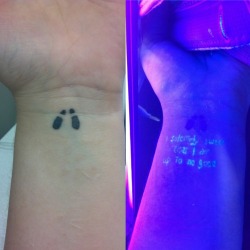 mynameisrose-calypso:  smallxtattoos:  UV tattoo/Blacklight tattoo