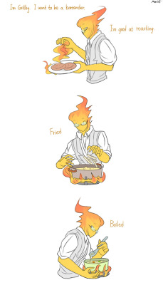 mooncatyao:  [Encourage] Grillby & little Sans<First part>(Previous)/(NEXT)[GLS