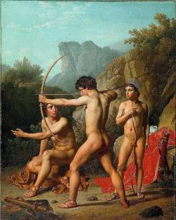 arteefalo:// #arteefalo Three Spartan Boys Practising Archery.