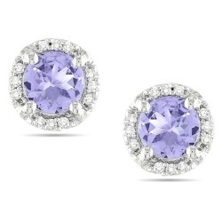 cmacattac:  Ice Diamond, Tanzanite 10k White Gold Earrings  