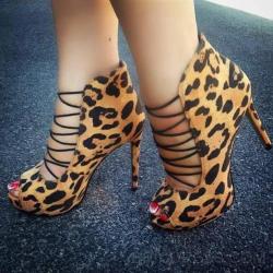 style-maven:    Sexy Leopard Peep-Toe Stiletto Heels Prom Shoes