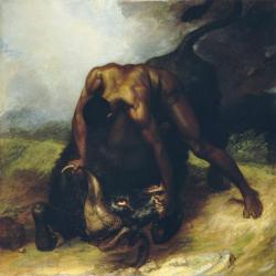 George Dawe (English, 1781-1829), A Negro Overpowering a Buffalo