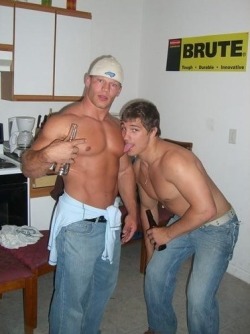 texasfratboy:  Love it when I see hot straight dudes acting gay.