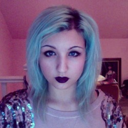 :) #turquoise #hair #pastel #dark #purple #lipstick #mac #me