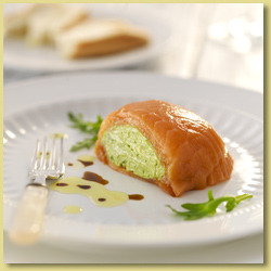 in-my-mouth:  Smoked Salmon Filled with Avocado Mousse with Toast