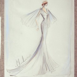 csiriano:  Sketch of the day: an icy gown with dramatic shoulders.