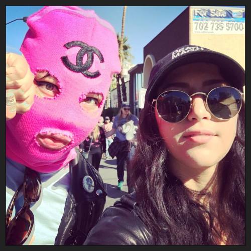 Marching in Vegas with @clarabiznass #womensmarchlv  (at Downtown Las Vegas Fremont)