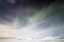  Iceland, just the hint of the aurora looking out to the mountains