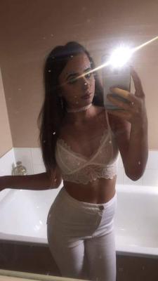 Slag from Edinburgh in tight white jeans and sexy bra  more slappers