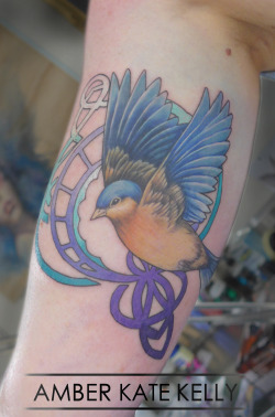 fuckyeahtattoos:  Art Nouveau style birdDone by Amber Kate KellySydney,