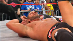 Nice bulge from Bobby Roode after his win against Kurt Angle
