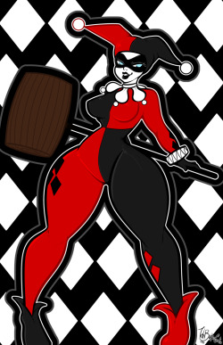 tehbuttercookie:    A print I did of the lovely Harley Quinn
