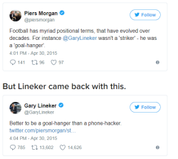 A selection of the times Gary Lineker eviscerated Piers Morgan on Twitter.