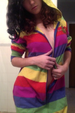 pervykitty:  rainicorn onesie fun