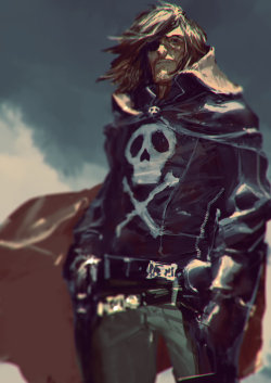 starsfive:  Captain Harlock / Albator Fan art by AldgerRelpa