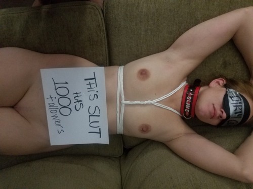 master-of-dirty-scorpio22:  My dirty slut slave hit 1,000 followers, so I decided to reward her with a reddened ass and a good, hard fucking. I’m proud of my slaves growth in becoming such an obedient, filthy fucktoy slave and love that she is on display