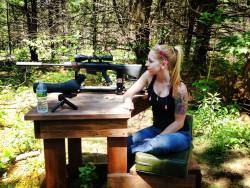 gunrunnerhell:  Down range… Lil Red Danger  with a suppressed