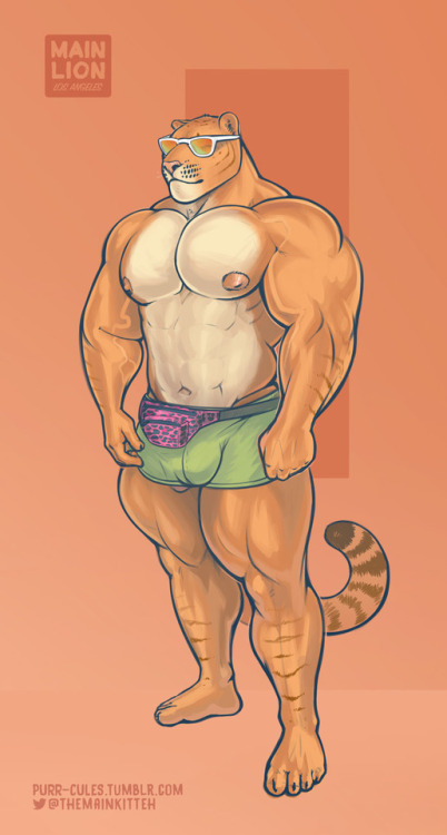 purr-cules:Did I ever post the Venice Beach version of my fursona? If not, here it is. 