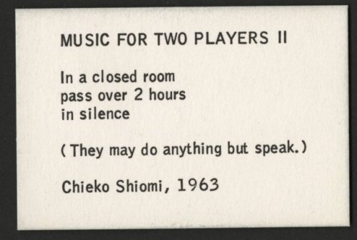 nobrashfestivity:    Mieko Shiomi, Music for Two Players II,