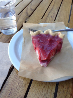 Done climbing and now having some fresh strawberry pie until