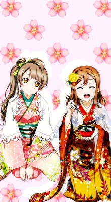 sif-wallpapers:  Kotori New Year’s & Hanamaru Kimono iPhone