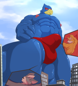 togepi1125:   Macro Falco looming over a city. (Croiyan’s commission