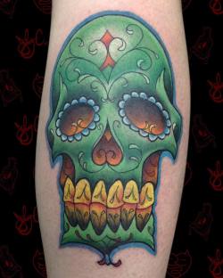 jobyc:  Awesome #freehand #sugarskull I did for @curbside513gallery