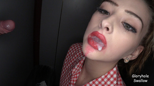 Here are a few preview pics of the latest GloryholeBabe.Â  She has hot European features with big beautiful eyes and dick sucking lips which are great for giving amazingly sensual blowjobs.Â  The red lipstick smeared all over her face looked great as