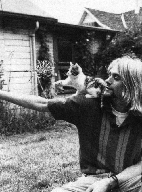 Kurt Cobain & his cat Nudes & Noises  
