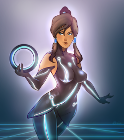 superboin:  Korra in Quorra’s outfit from Tron Legacy. G-get