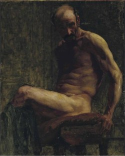 French School 19 century - Academic male nude study, panel, 98,3