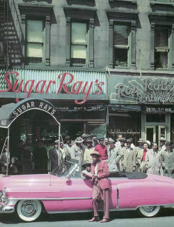choice36c:  Sugar Ray Robinson  Back in the 40’s and 50’s, boxer Sugar Ray Robinson had the hottest club in Harlem “Sugar Ray’s Cafe.”  Numerous celebrities (black and white) patronized the club including Marilyn Monroe, Dinah Washington