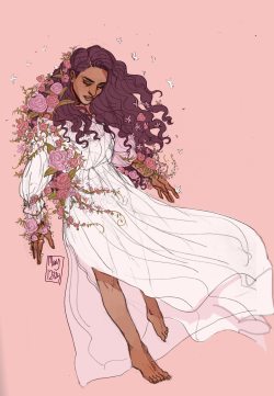 may12324: My oc Naenia with flowers and flowy clothes cause she