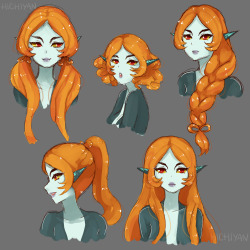 nanumn:  some sketches of midna with different hairstyles! 