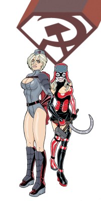 schizoauthoress:  Red Son Harley and Power Girl by Cormac Hughes The link goes to the Blogspot where I found the piece, and that page contains a link to Cormac Hughes’s art blog.