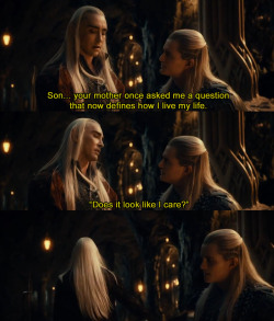 black-american-queen:  james-moriartea:  Thranduil and Legolas  If they don’t make a short film with just Thranduil being a snide parental figure I 