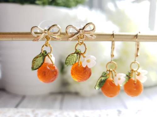 magicalshopping:  ♡ Orange Drop Earrings by NovemberSecret