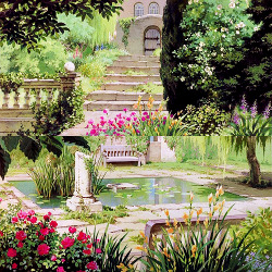 slaymonsters:  The garden of Hotel Ariano from Porco Rosso (1992)