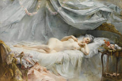 misswallflower:  Madeleine Lemaire   (1845 - 1928)  , “Le Sommeil