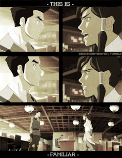ebonynightwriter:  Parallels | Mako and Korra getting into