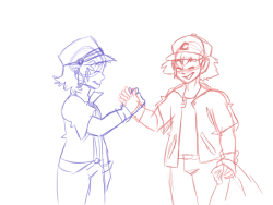 mezasepkmnmaster:  Teen!Ash and Ritchie! Based on a sketch by