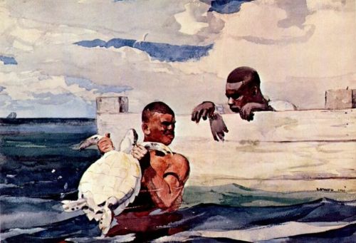 artist-homer: The Turtle Pound, 1898, Winslow Homer Medium: watercolor,paper