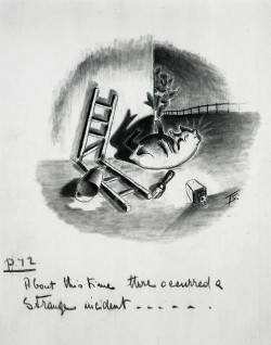 explore-blog:  Preliminary drawing (top) for 1950 comic strip