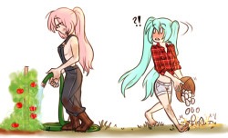 Miku is the farmer’s daughter Luka is the new hired help