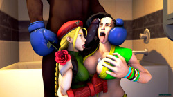 hentaiforevawork:  Street Fighter - Dudley celebrating victory with Laura and Cammy 2560x1440 