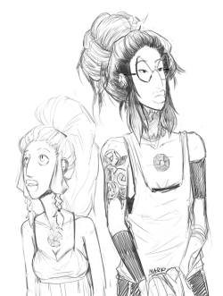 buroques:  twitter sketch of opal and alexandrite as humans!