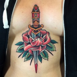 capturedtattoo:  Sternum rose for Erikas first tattoo. Champion.