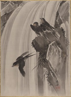 themodernartists:Kawanabe Kyōsai (Japanese, 1831-1889), 滝に燕図