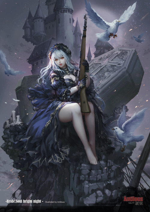 fantasy-scifi-art:  Bride Dark Blood Moon by Antilous Chao 