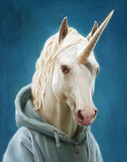inprnt:  “Unicorn in a Hoodie” by Jeremy Enecio on